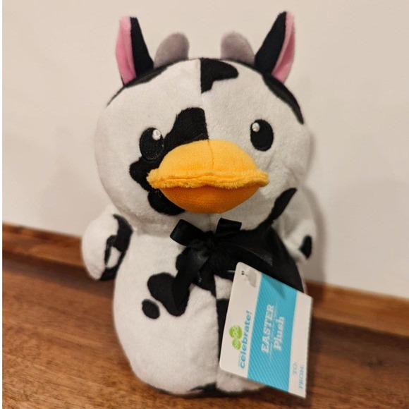 Easter Black & White Cow Duck Plush, 7 Inch, Way To Celebrate - Picture 1 of 5